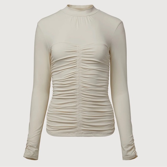 Rachel Parcell - Ivory Long Sleeve Ruched Mock Neck - Picture 2 of 16